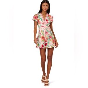 Adrianna Papell Floral-Print Belted Romper
